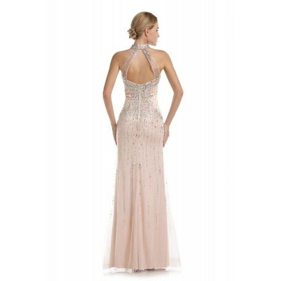 Romance Rhinestone Halter Grad Prom Dress RM5079 Peach - Picture 2 of 7